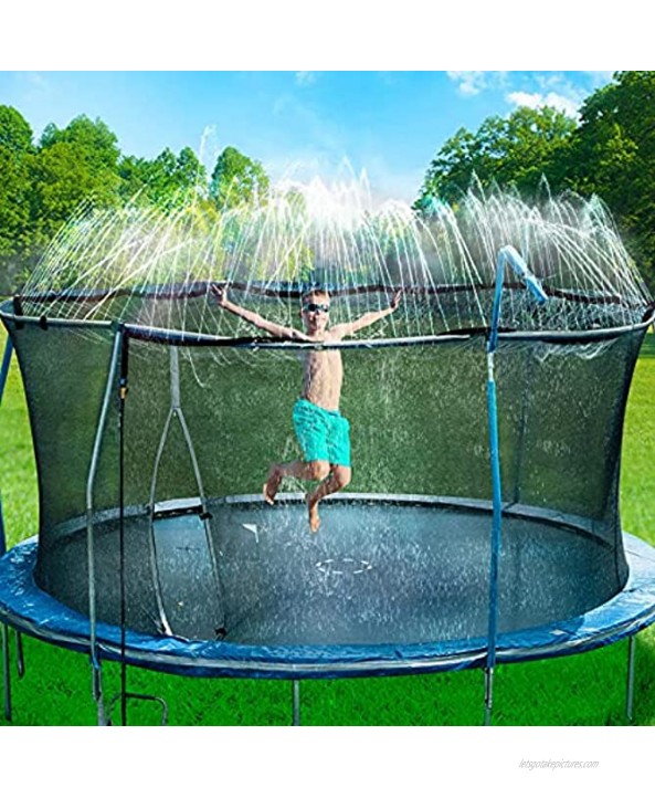 Bobor Trampoline Sprinkler for Kids Outdoor Trampoline Backyard Water Park Sprinkler Fun Summer Outdoor Water Toys for Boys Girls 39ft