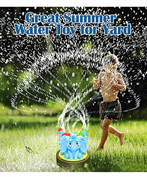 Chriffer Kid Water Sprinkler Splash Play Toy for Yard for Toddler 1-10 Years Old Boy and Girl Elephant Wiggle Sprayer Compatible with 3 4in Garden Hose Sprays Up to 10ft High and 16ft Wide Blue