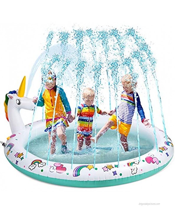 Decorlife Unicorn Splash Pad Inflatable Sprinkler for Kids or Toddlers Ages 1+ 67 Inch