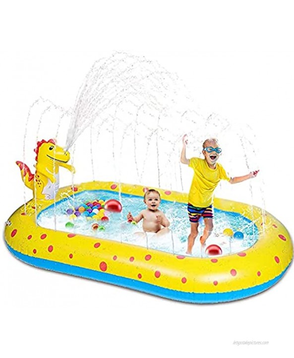 EUDORA Inflatable Sprinkler Swimming Pool for Kids 3 in 1 Dinosaur Pool Kiddies Wading Splash Play Center Park for Toddlers Outdoor Backyard Summer Spray Water Toy Gift