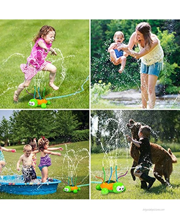 Fixget Water Spray Sprinkler for Kids Water Spinning Turtle Sprinkler Toy Splashing Fun with Wiggle Tubes for Outdoor Yard Games Summer Fancy Water Toys for 3+ Boys Girls PetsUp to 8ft
