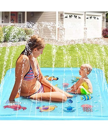 Growsland Splash Pad 67" Sprinkler for Kids Toddlers Fun Outdoor Water Toys Summer Inflatable Wading Kiddie Pool Gift for 1 2 3 4 5 6 Year Old Girls Boys Backyard Garden Lawn Games