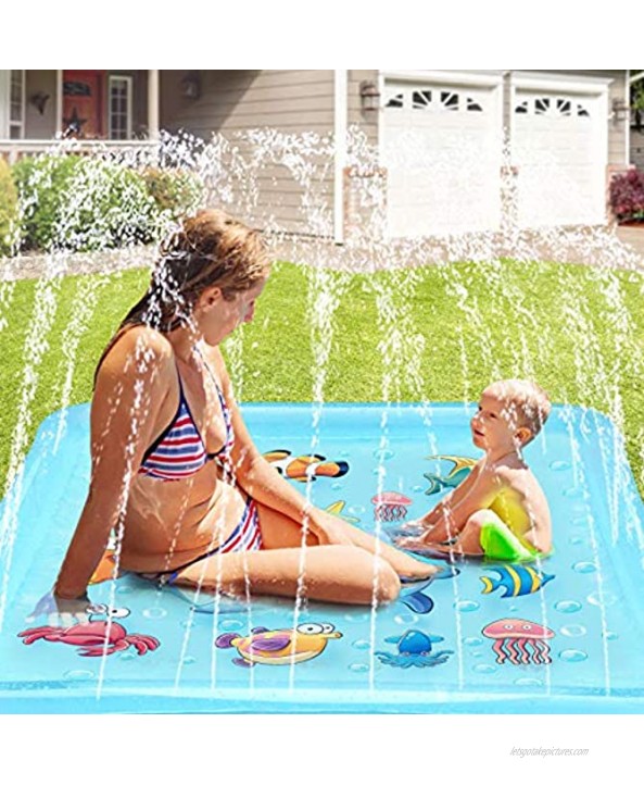 Growsland Splash Pad 67 Sprinkler for Kids Toddlers Fun Outdoor Water Toys Summer Inflatable Wading Kiddie Pool Gift for 1 2 3 4 5 6 Year Old Girls Boys Backyard Garden Lawn Games