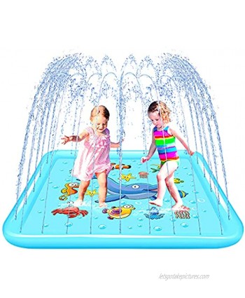 Growsland Splash Pad 67" Sprinkler for Kids Toddlers Fun Outdoor Water Toys Summer Inflatable Wading Kiddie Pool Gift for 1 2 3 4 5 6 Year Old Girls Boys Backyard Garden Lawn Games