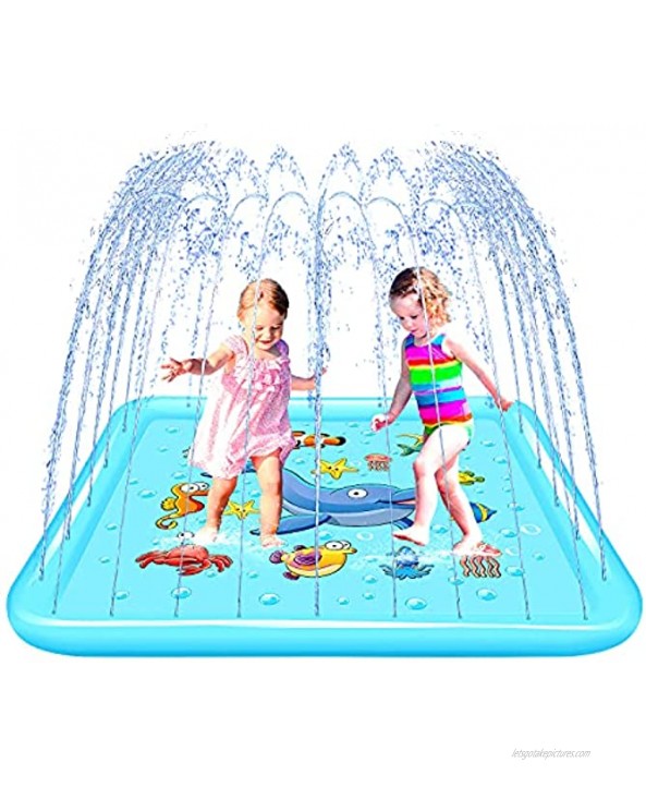 Growsland Splash Pad 67 Sprinkler for Kids Toddlers Fun Outdoor Water Toys Summer Inflatable Wading Kiddie Pool Gift for 1 2 3 4 5 6 Year Old Girls Boys Backyard Garden Lawn Games