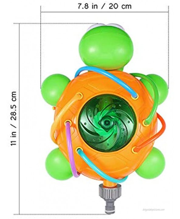 GRUSEMI Sprinkler for Kids Water Sprinkler Toy Hydro Swirl Spinning Splash Turtle for Kids Toddlers Outdoor Backyard Toy…