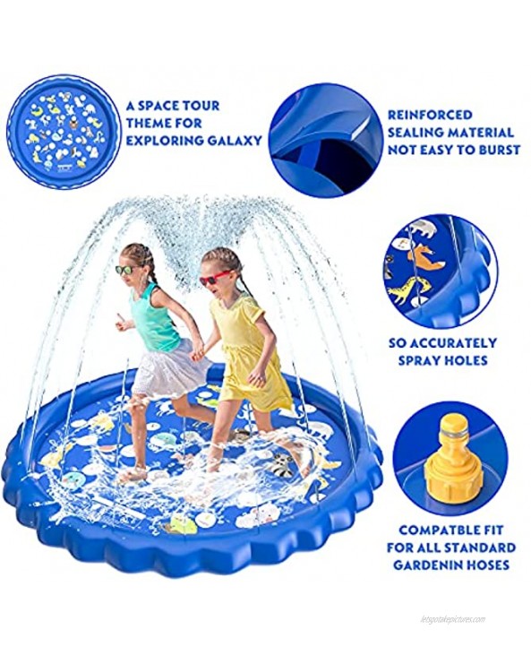 HIP4FUN Splash Pad Sprinkler for Kids Toddlers 68 Summer Outdoor Water Toys Splash Pad for Wading and Learning Sprinkler Play Mat Outside Backyard Pool Party for Babies Boys Girls Children Dogs