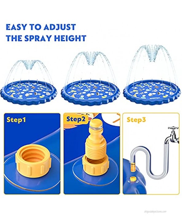 HIP4FUN Splash Pad Sprinkler for Kids Toddlers 68 Summer Outdoor Water Toys Splash Pad for Wading and Learning Sprinkler Play Mat Outside Backyard Pool Party for Babies Boys Girls Children Dogs