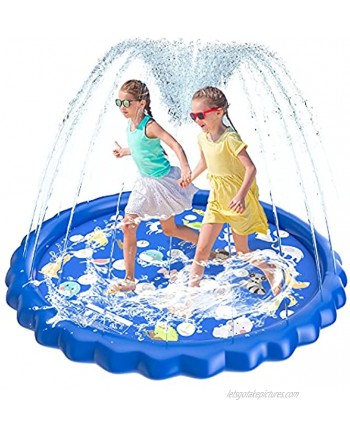 HIP4FUN Splash Pad Sprinkler for Kids Toddlers 68" Summer Outdoor Water Toys Splash Pad for Wading and Learning Sprinkler Play Mat Outside Backyard Pool Party for Babies Boys Girls Children Dogs