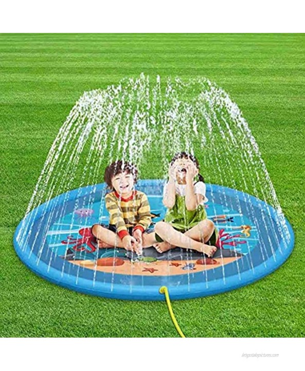 huaanlongus Sprinkler pad & Splash Play Mat 68 Toddler Water Toys Fun for 3 4 5 6 Year Old Boy Girl,Kids Fun Outdoor Sprinkler Toy White