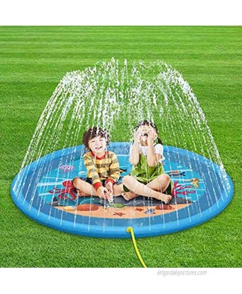 huaanlongus Sprinkler pad & Splash Play Mat 68" Toddler Water Toys Fun for 3 4 5 6 Year Old Boy Girl,Kids Fun Outdoor Sprinkler Toy White