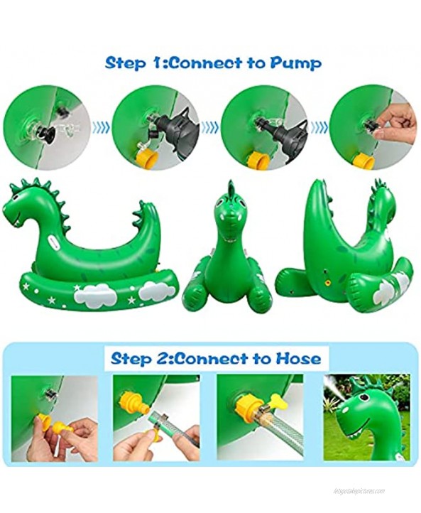 Inflatable Pool Float for Kids Adults Kids Sprinklers Pool Toys Ride-on Dinosaur Splash Pool Raft with 2 Handles Summer Swimming Pool Party Toys Spray Water Toys for Outdoor Lawn Backyard