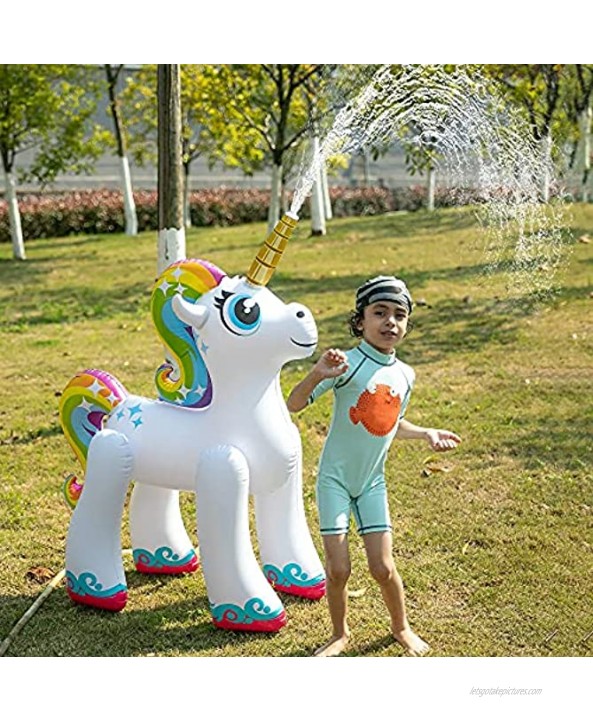 JOYIN Inflatable Unicorn Yard Sprinkler Lawn Sprinkler for Kids 4 Feet Tall