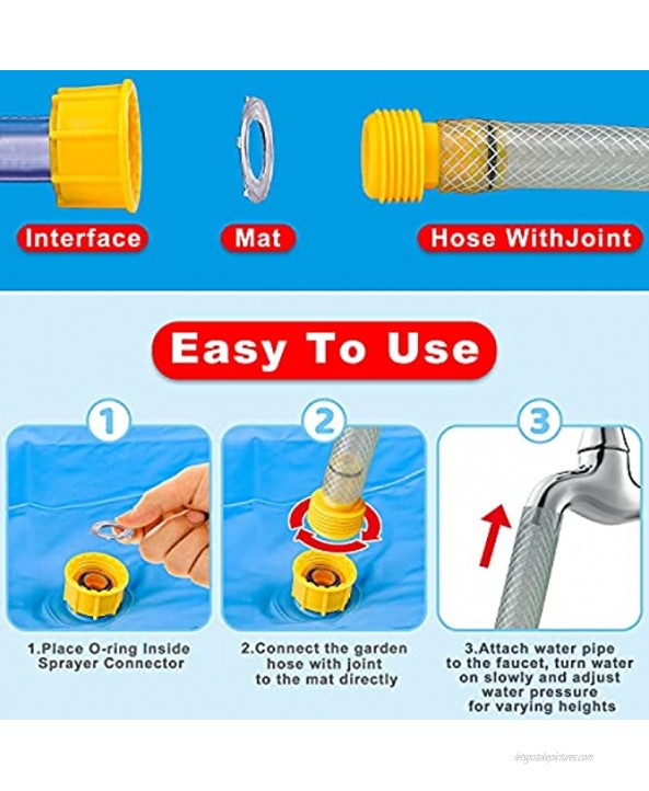 JOYIN Sprinkler & Splash Play Mat 68” Outdoor Water Sprinkler Toys for Kids Toddlers Splash Pad