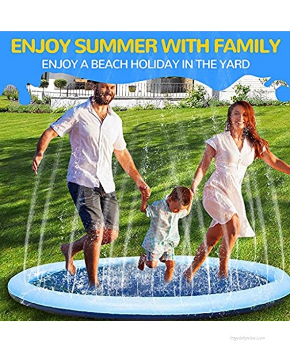 KDJ Splash Pad for Dogs and Kids Non-Slip 67'' Dog Pool with Water Sprinkler Durable Foldable Water Play Mat Toys in Summer for Toddlers and Pets Outdoor Backyard