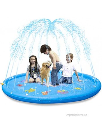 KKONES Sprinkler Pad & Splash Play Mat 68" Toddler Water Toys Fun for 3 4 5 6 Years Old Boy Girl,Kids Outdoor Toy