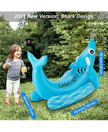 LITTLELOGIQ Water Sprinkler for Kids Large Inflatable Sprinklers for Yard Shark Giant Pool Float Big Outdoor Water Toys with Handles Suitable for Kids Adults Backyard Outside Garden
