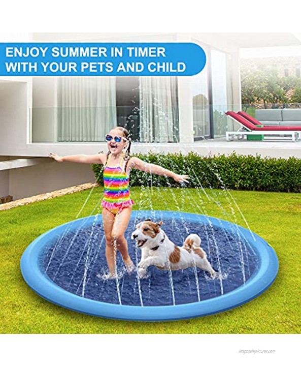 mothermed Splash Sprinkler Pad for Dogs Kids Dog Bath Pool Thickened Durable Bathing Tub Pet Summer Outdoor Water Toys