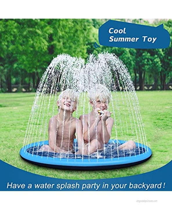 MTOUOCK Splash Pad for Kids and Pets， 68”Non-Slip Thickened Sprinkler Mat for Toddlers Babies and Dog Fun Summer Outdoor Water Toys for Boys Girls and Pets Dog