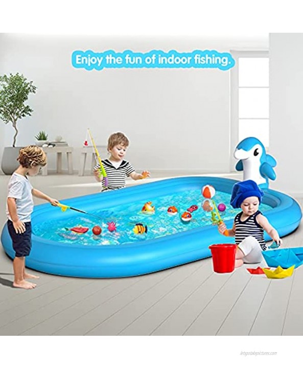 OEVES Inflatable Splash Pad Water Sprinkler Pool for Kids Toddlers Outdoor Play ,3-in-1 Upgraded Outside Water Toys for Baby ,Play Mat for 2 -12 Year Old Girls Boys,68x43in Wading Pool Dolphin