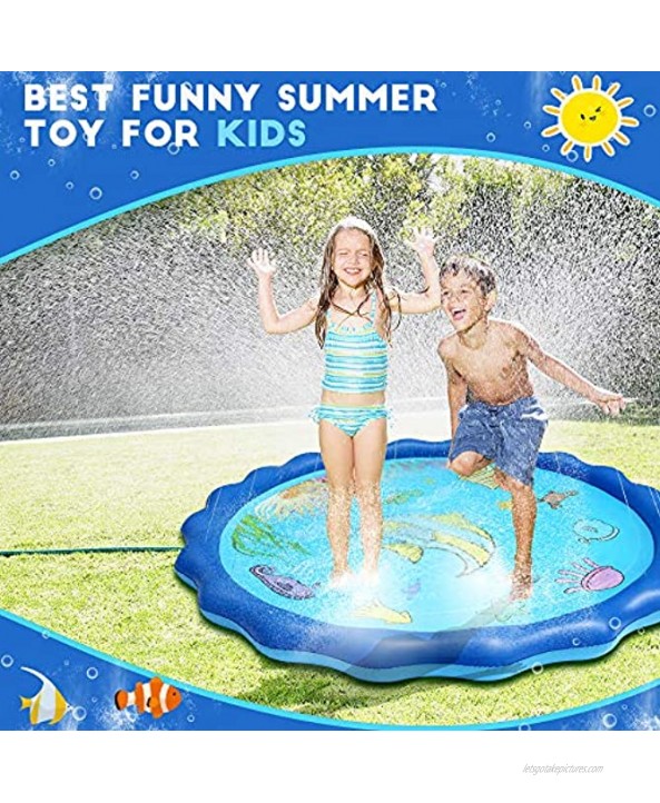OMWay Splash Pad for Toddlers 69 Kids Sprinklers for Yard Water Play Mat for Babies,Inflatable Kids Pool Games for Backyard Outside,Summer Outdoor Toys Gifts for 1-8 Years Old Boys Girls