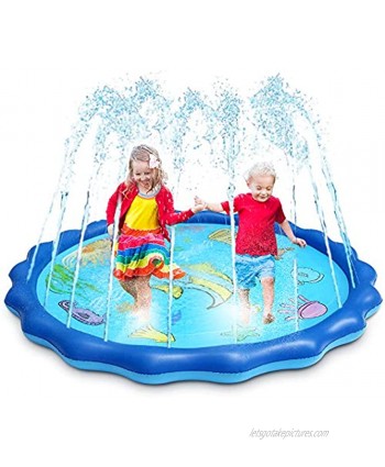 OMWay Splash Pad for Toddlers 69" Kids Sprinklers for Yard Water Play Mat for Babies,Inflatable Kids Pool Games for Backyard Outside,Summer Outdoor Toys Gifts for 1-8 Years Old Boys Girls
