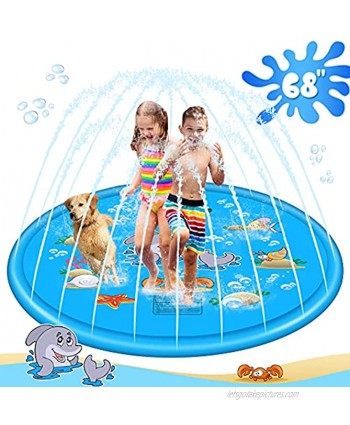 OZMI Splash Pad for Kids 68" Splash Play Mat for Toddlers Sprinkler Mat Summer Wading Pool Splash Pad Sprinkler for Children Outdoor Water Fun Toys for 1-12 Year Old Toddlers Boys Girls Blue