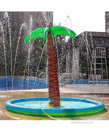 Palm Tree Sprinkle and Splash Water Play Mat Inflatable 70'' Water Play Spray Mat Toy Outdoor Backyard Sprinkler for Kids Summer Gift
