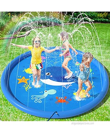 Peradix Sprinkler for Kids and Toddlers 68” Inflatable Water Splash Pad Backyard Baby Infant Splash Mat Outdoor Fountain Play Mat Water Toys for 2-12 Year Old Boys Girls