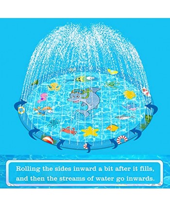 Perglad Splash Pad 68'' Sprinkler for Kids Toddlers Outdoor Water Toys for 4-9 Year Old Boys Girls Kiddie Baby Pool for Outside Fun Summer Gifts for 3-12 Year Old Girls