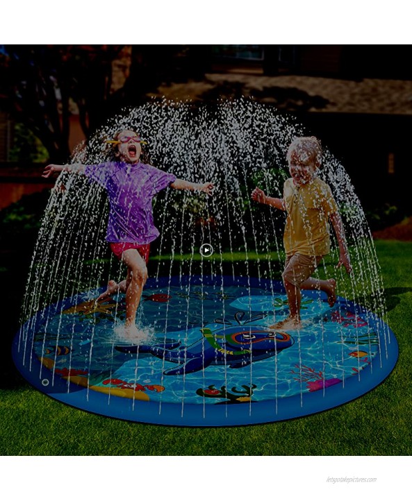 Perglad Splash Pad 68'' Sprinkler for Kids Toddlers Outdoor Water Toys for 4-9 Year Old Boys Girls Kiddie Baby Pool for Outside Fun Summer Gifts for 3-12 Year Old Girls
