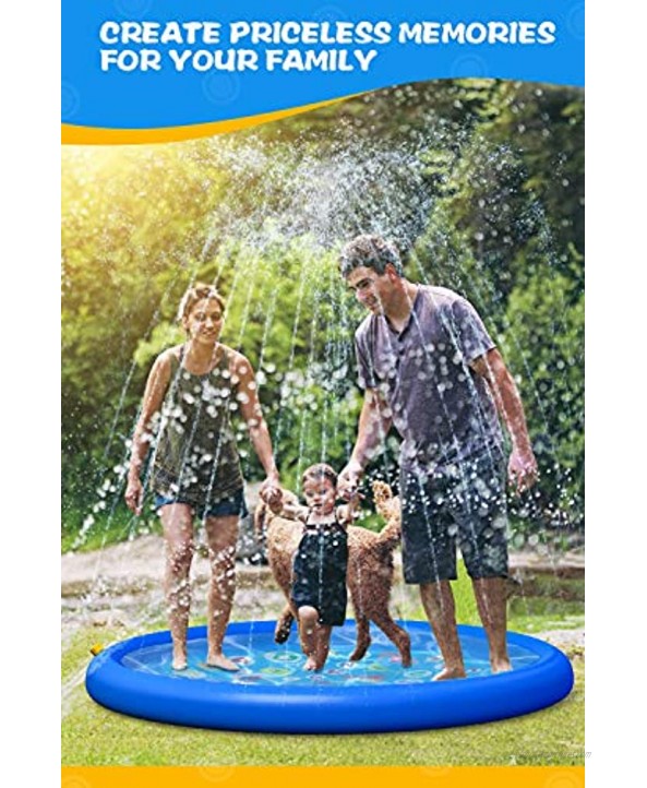 QPAU Inflatable Splash Pad Sprinkler for Kids Sprays Up to 96 inch Baby Kids Pool for Learning Inflatable Water Toys 60 Outdoor Swimming Pool for Babies and ToddlersBlue