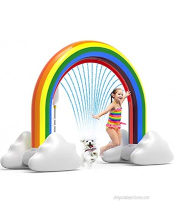 Rainbow Sprinkler Toys Outdoor Inflatable Pools Summer Fun Spray Water Toy Outside Backyard Family Water Birthday Party Toy for Children Infants Toddlers,Boys Girls 3 4 5 6 7 8 Year Old