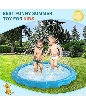 RimiMore Splash Pad 67" Outside Sprinklers for Kids Outdoor Water Play Sprinklers Mat Summer Sprinkle Wadding Bath Pool for Dogs Pets Kids