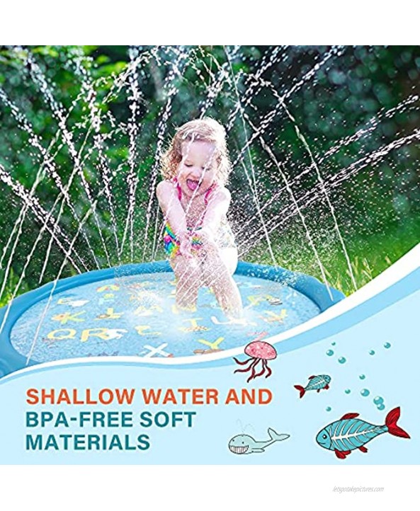 RimiMore Splash Pad 67 Outside Sprinklers for Kids Outdoor Water Play Sprinklers Mat Summer Sprinkle Wadding Bath Pool for Dogs Pets Kids