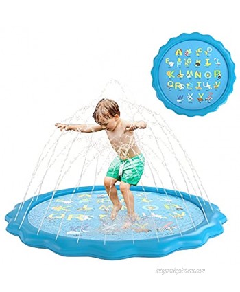 RimiMore Splash Pad 67" Outside Sprinklers for Kids Outdoor Water Play Sprinklers Mat Summer Sprinkle Wadding Bath Pool for Dogs Pets Kids