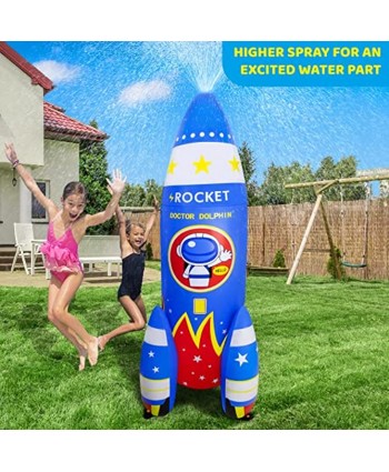ROYPOUTA Inflatable Sprinkler for Kids Yard Outdoor Water Play 6ft Giant Rocket Sprinkler Kids Water Toys for The Outside Backyard