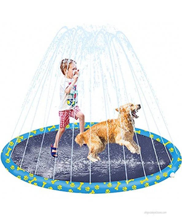 SCENEREAL Dog Splash Pad Sprinkler for Kids Toddlers Summer Outdoor Water Toy Inflatable Baby Pool for Backyard Games