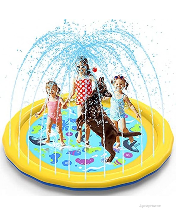Splash Pad 68 Kids Splash Pad Dogs Toddlers Splash Play Mat Kiddie Baby Shallow Pool Non Slip Summer Outdoor Water Play Sprinklers Easy to Use Clean