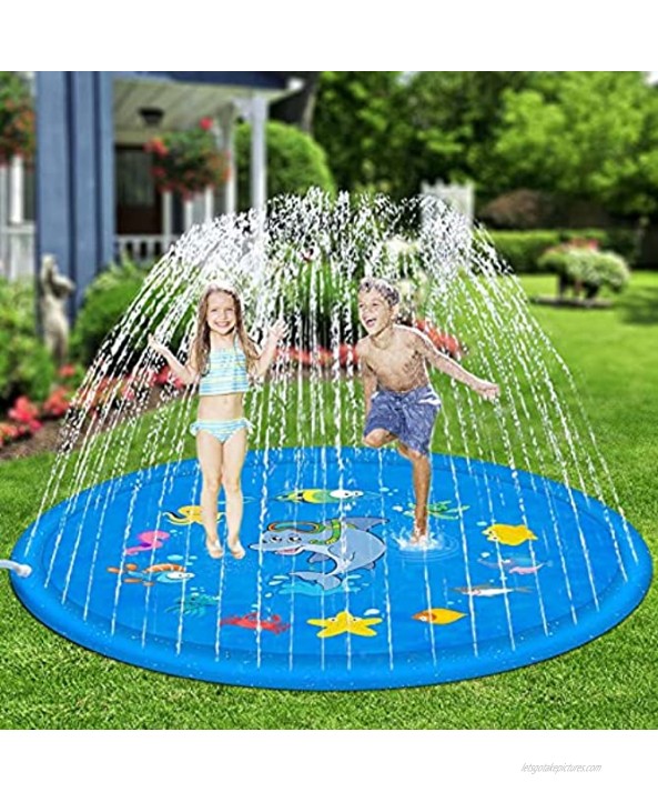 Splash Pad for Toddlers 68 Sprinkler for Kids Dogs Outdoor Water Toys for 3-12 Year Old Boys Girls Children Outside Swimming Pool for Baby and Kiddie