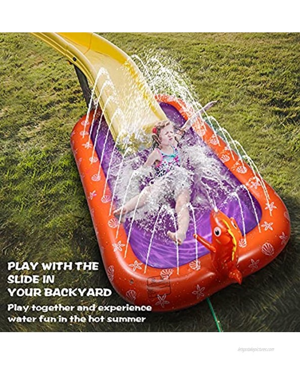 Splash Pad Sprinkler for Kids Toddlers Inflatable Wading Pool 90 with Slide Sprinkler Play Mat for 3 4 5 6 7 Year Old Kiddie Girls Boys Summer Water Toys Backyard Dinosaur
