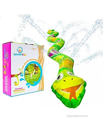 Splashin'kids Outdoor Snake Sprinkler Summer Blast Toddler Water Toys for Children Infants Boys Girls and Kids Perfect Outside Inflatable Water Park for bBackyard Fun