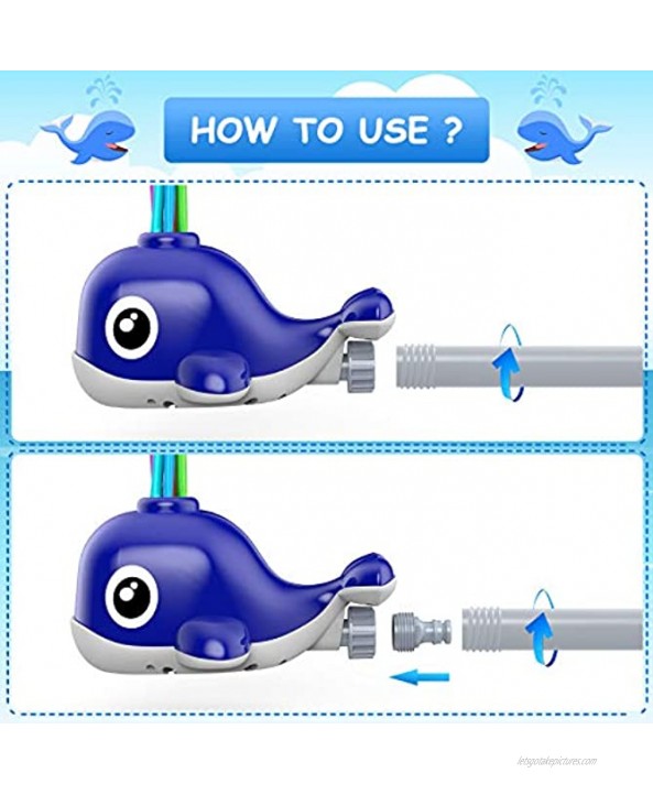 Sprinkler for Kids Outdoor Toy Water Sprinkler Whale Water Toy of Backyard with Wiggle Tubes Spray Splashing Fun for Summer Days Sprays Up to 8ft High