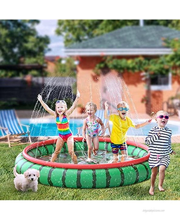 SUSENGO Splash Pad Sprinkler Mat for Kids Large Size 74.8 Splash Pad Pool for Child Toddlers Summer Outdoors Water Toys Inflatable Water Toys Watermelon