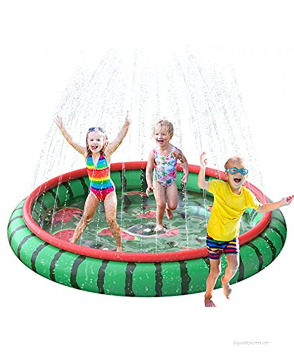 SUSENGO Splash Pad Sprinkler Mat for Kids Large Size 74.8 Splash Pad Pool for Child Toddlers Summer Outdoors Water Toys Inflatable Water Toys Watermelon