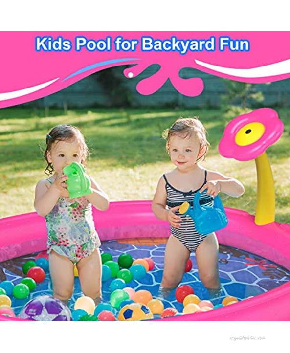 Tepsmigo Splash Pad for Kids 68 Inch Large Pink Sprinkler Pool 3 in 1 Inflatable Flower Splash Pad for Girls Kids Summer Outdoor Wading Pool Water Toys for Backyard Water Fun
