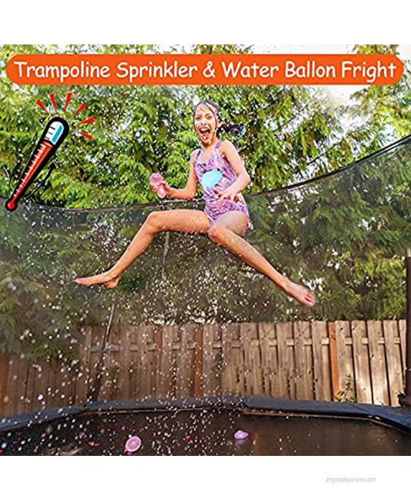 Trampoline Sprinkler 39FT Waterpark Outdoor Water Sprinklers Toy Accessories for Kids Fun Summer Water Park Backyard Yard Game for Boy Girl Outside Play Activities with 100 Water Balloons Outdoor Toys