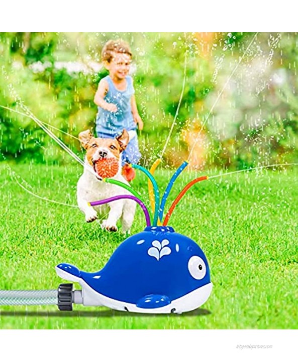 Water Spray Sprinkler for Kids Whale Spray Water Toys for lawn Backyard Spinning Kids Water Sprinkler Toy Attaches to Garden Hose Outdoor Water Toys with 6 Wiggle Tubes Fun for Summer Days