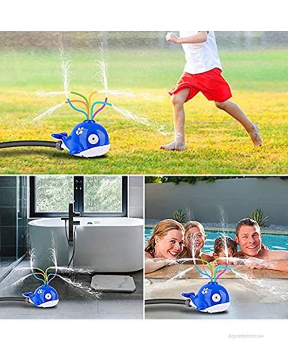 Water Spray Sprinkler for Kids Whale Spray Water Toys for lawn Backyard Spinning Kids Water Sprinkler Toy Attaches to Garden Hose Outdoor Water Toys with 6 Wiggle Tubes Fun for Summer Days