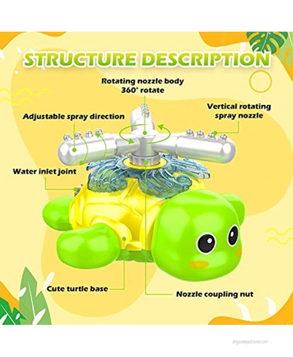 Water Sprinkler for Kids Outdoor Water Hose Turtle Sprinkler Toy Backyard Spinning Splash Games Fun Summer Activities Toddlers Water Toy Gifts 3 4 5 6 Year Old Boy Girl Sprays Up to 15ft High